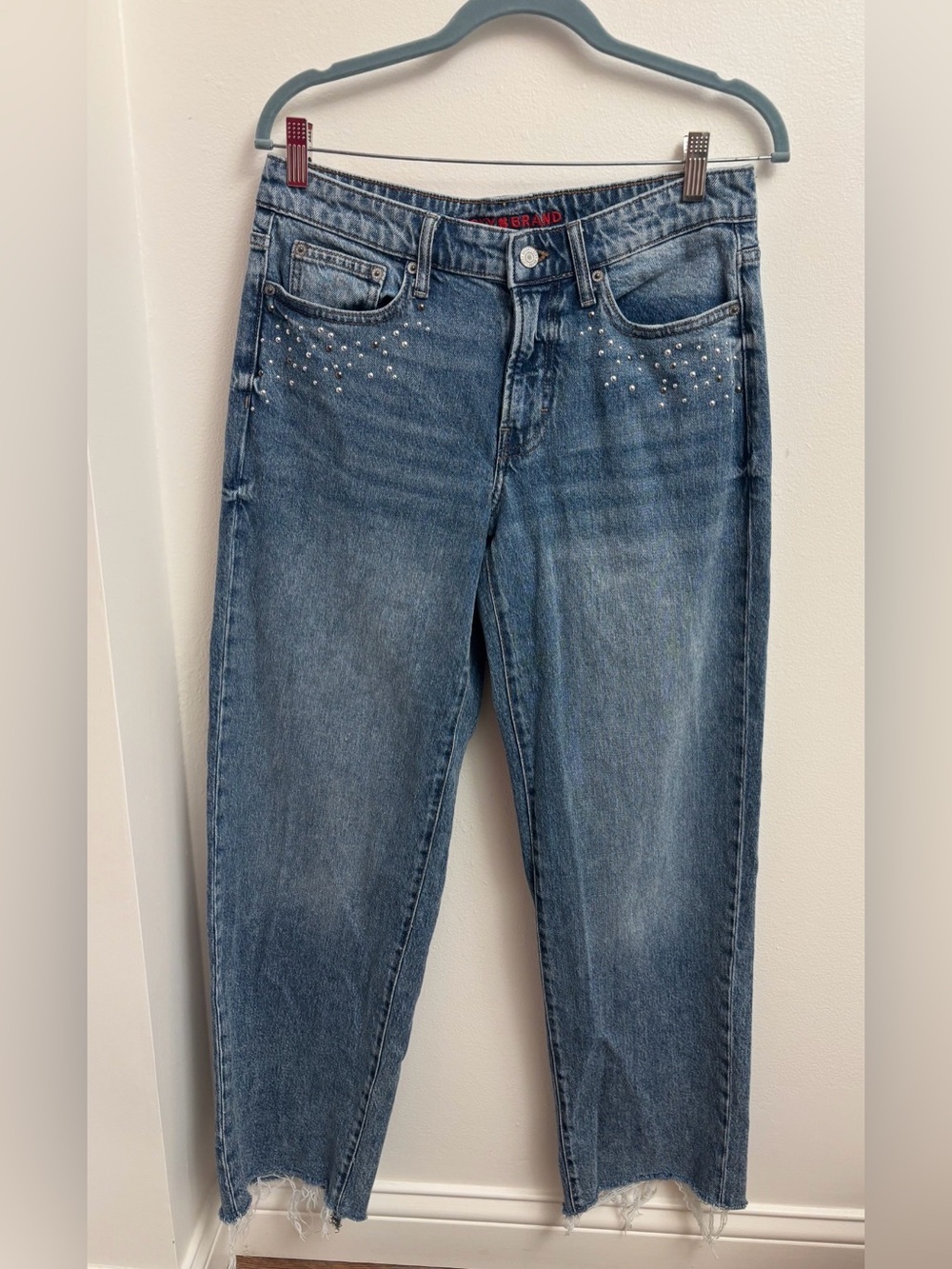 Lucky Brand Baggy Jean Studded Rhinestone High Rise 4/27 Festival Western Glam